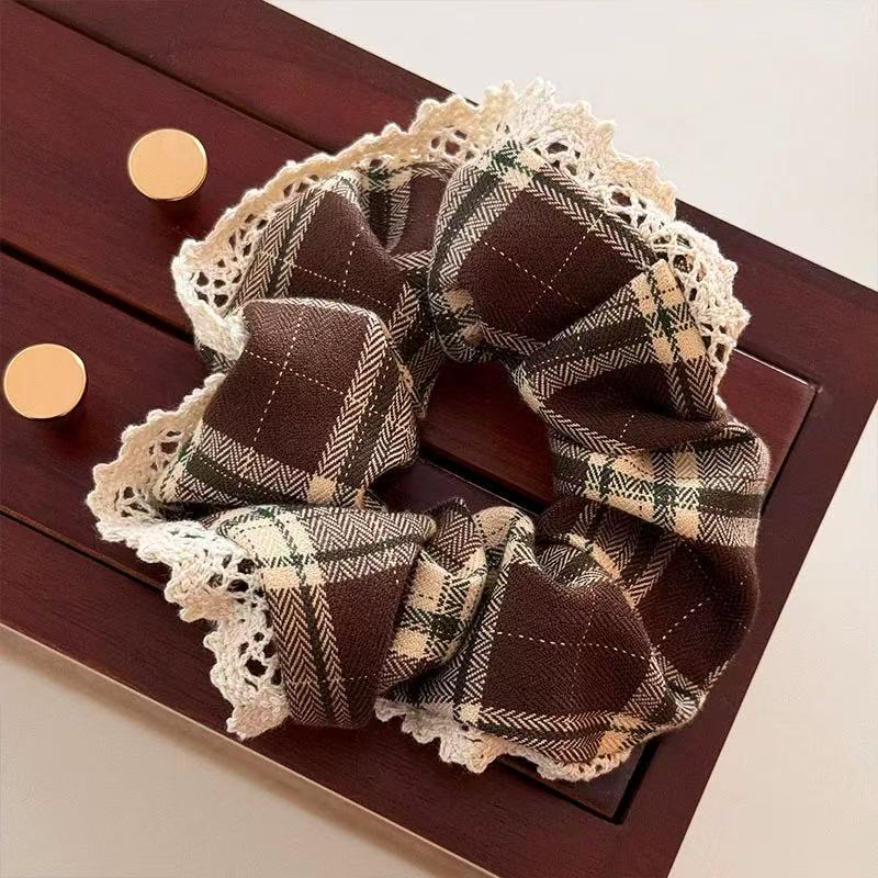 Chouchou Chiffon Dentelle A Carreau