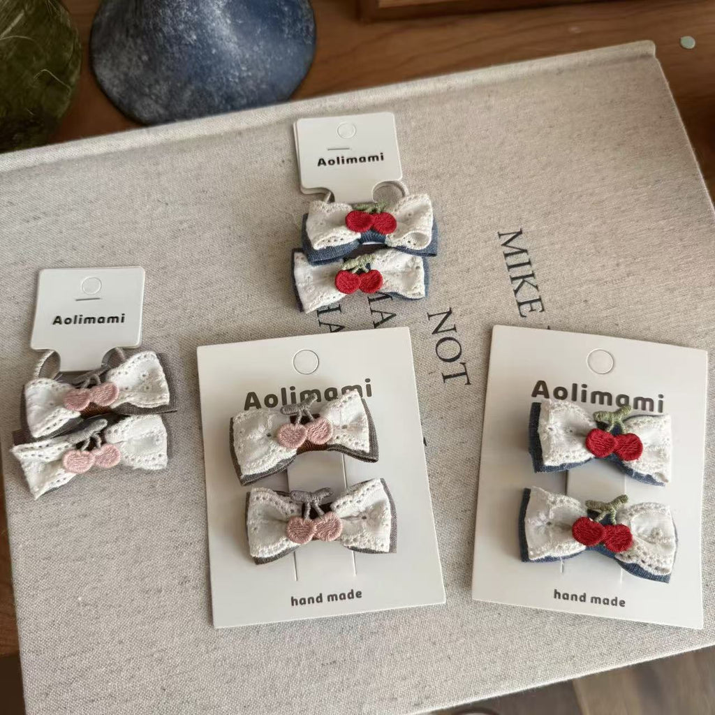 Barrettes Cerise Nœud De Papillon