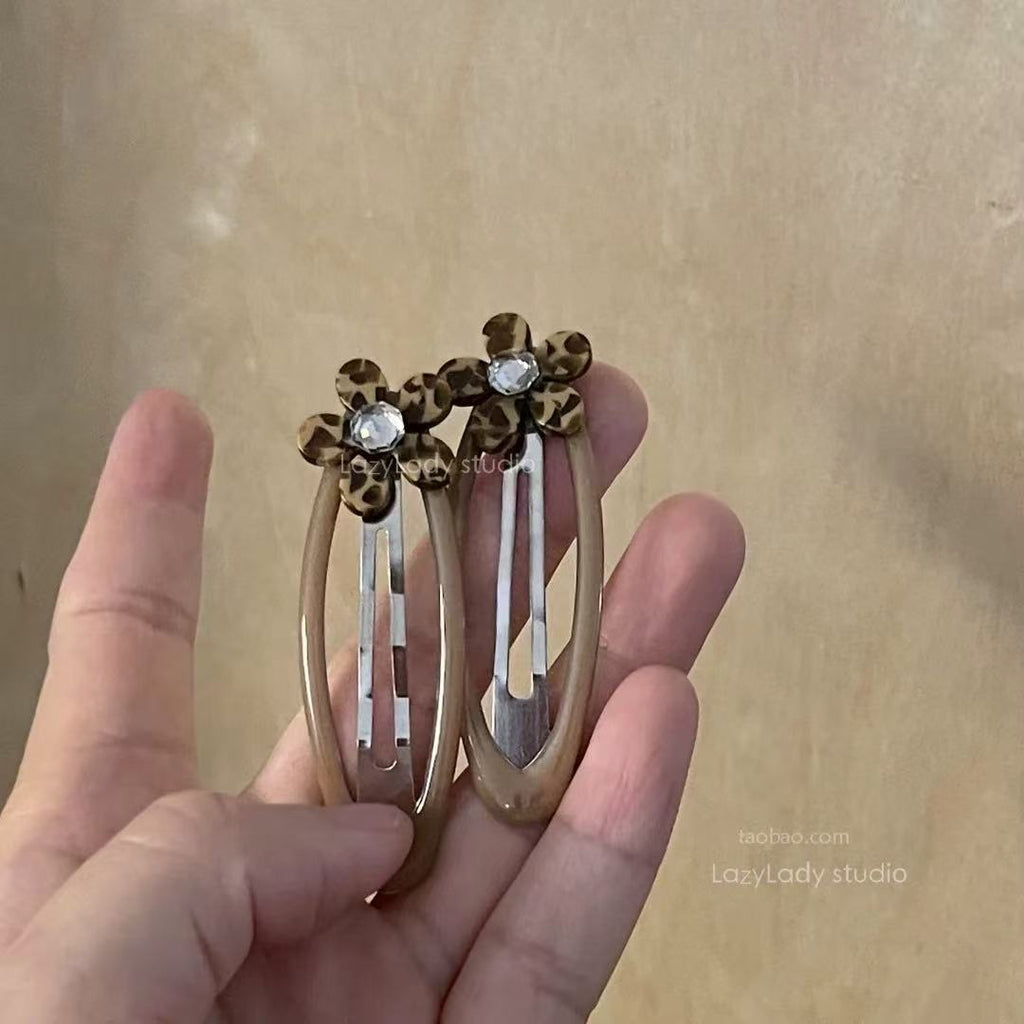 Barrettes Fleurs Léopard